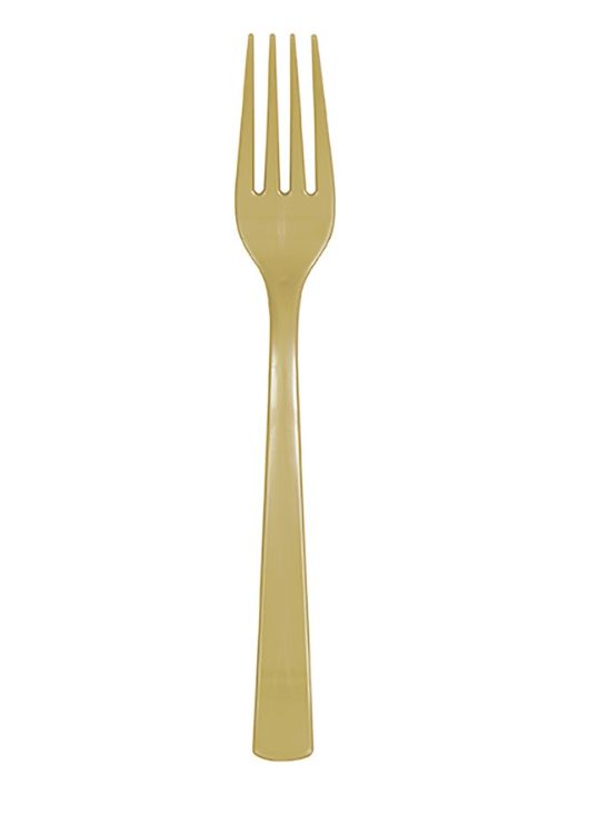 Gold Solid Plastic Forks 18ct