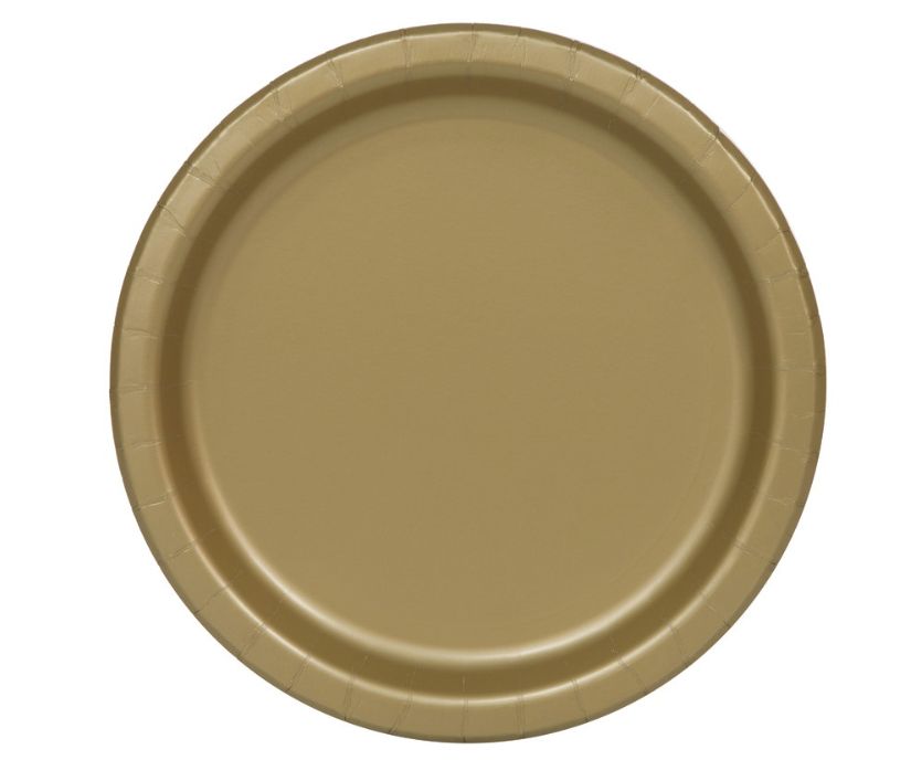 Gold Solid Round 7" Dessert Plates 20ct