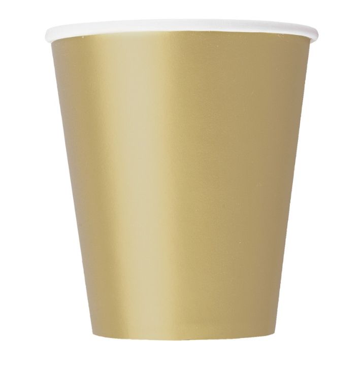 Gold Solid 9oz Paper Cups 20ct