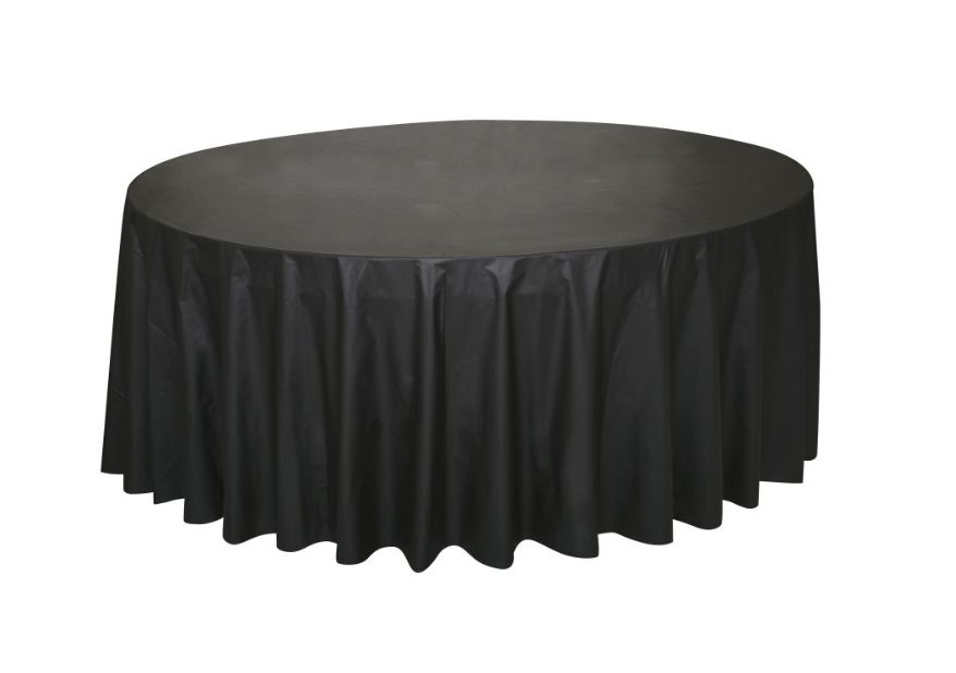 84in Black Pr. Plastic Round Table cover