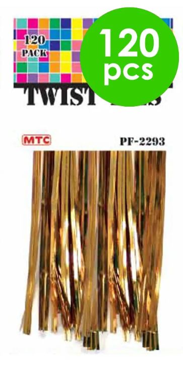 120 PC 3 1/2" GOLD TWIST TIES