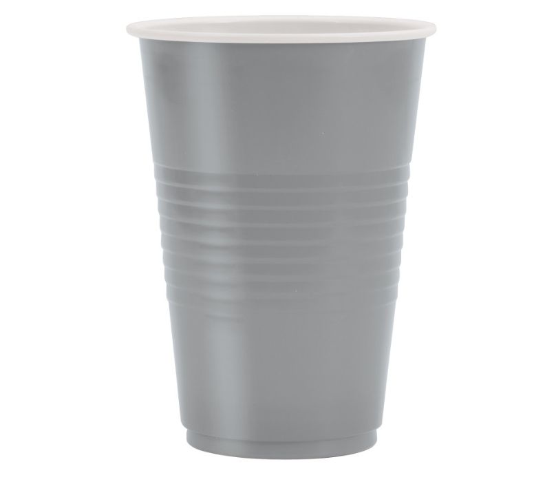 Silver Solid 16oz Plastic Party Cups 50ct