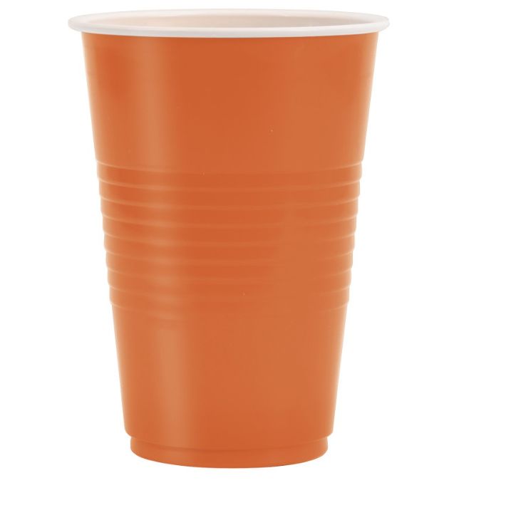 Pumpkin Orange Solid 16oz Plastic Party Cups 50ct