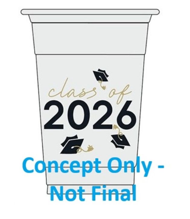 Party Grad "Class of 2026" Clear 16oz Plastic Party Cups 8ct
