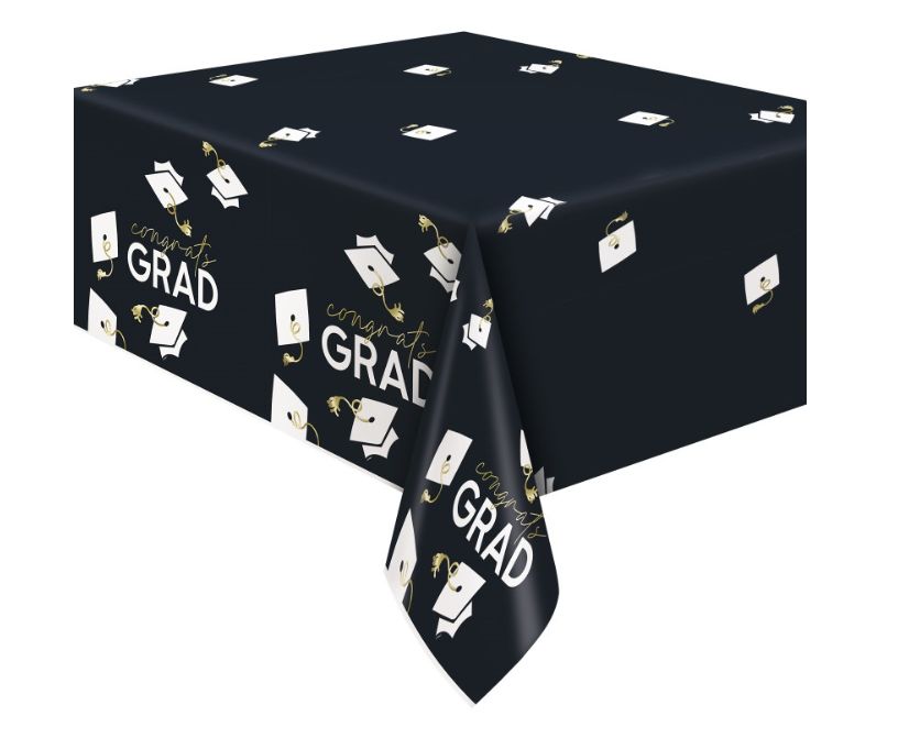 Party Grad "Congrats Grad" Rectangular Foil Table Cover 54" x 84"