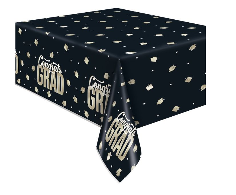 Classy Graduation Rectangular Foil Table Cover 54" x 84" - Short Fold