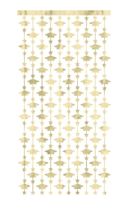 Golden Star Graduation Grad Caps Photo Booth Backdrop 39" x 79"