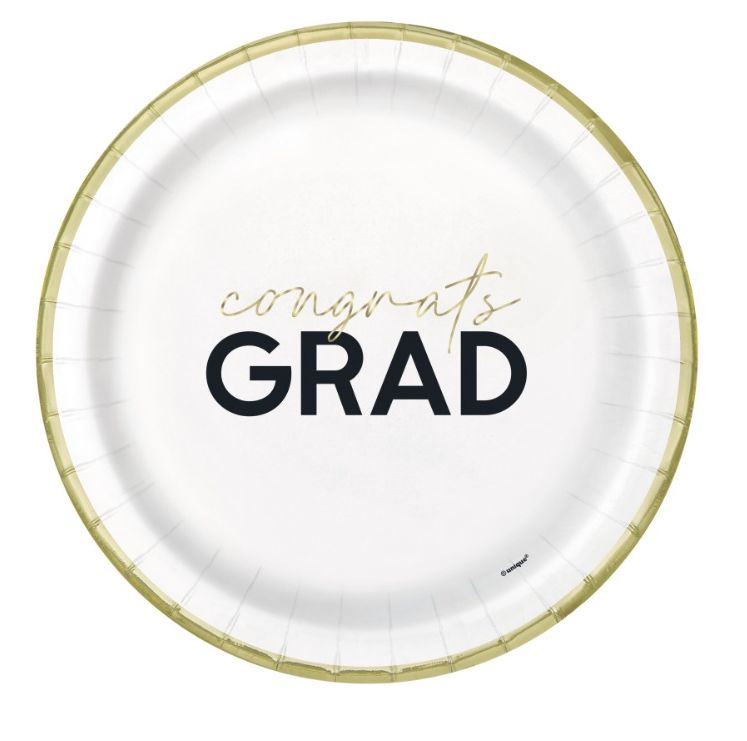 Party Grad "Congrats Grad" Round 9" Dinner Plates 8ct - Foil Board