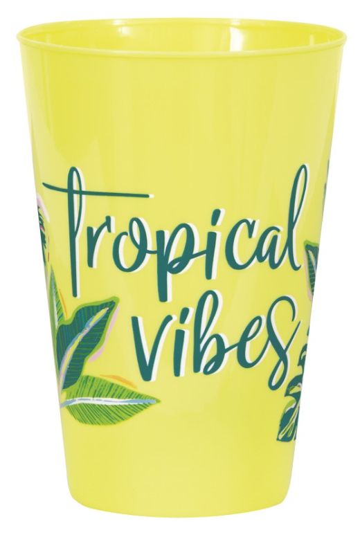 Tropical Leaves 16oz Plastic Stadium Cups 6c