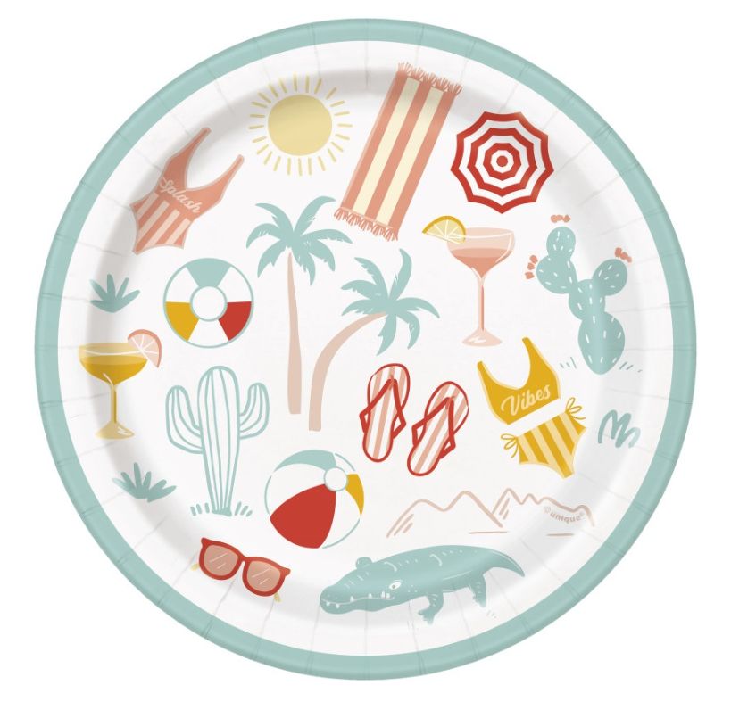 Poolside Summer Round 7" Dessert Plates 8ct