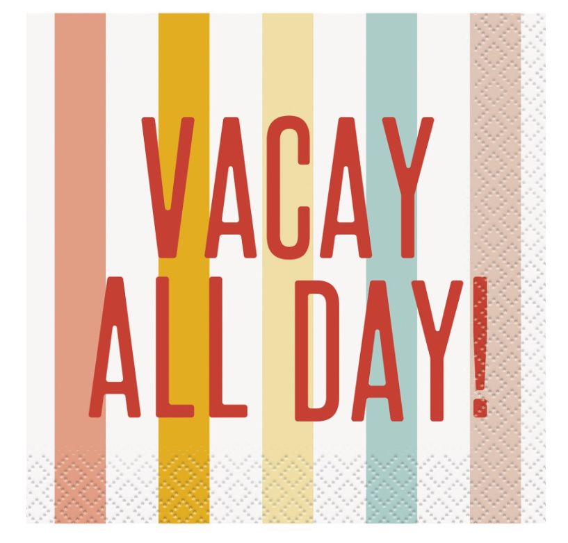 Poolside Summer "Vacay All Day" Beverage Napkins 16ct