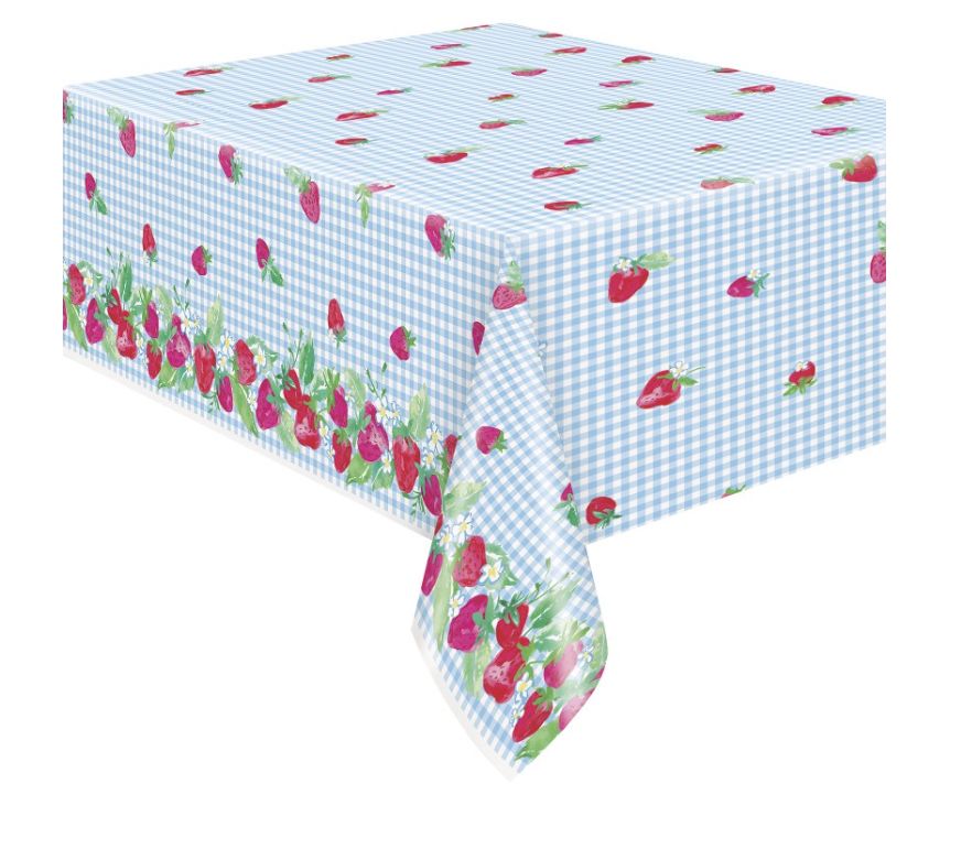 Sweet Strawberry Rectangular Plastic Table Cover 54" x 84"