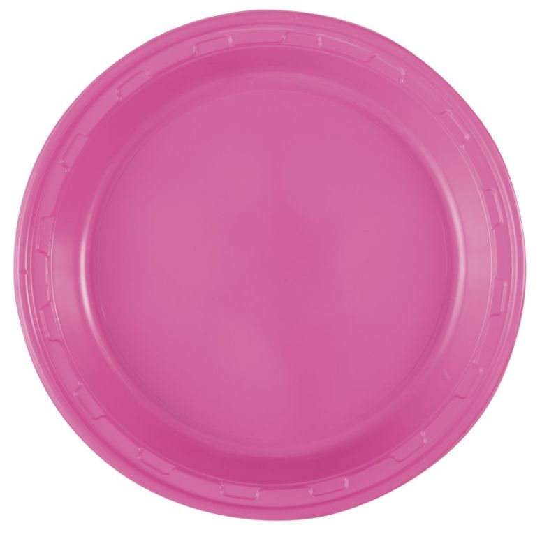 Hot Pink Solid Round 10" Plastic Dinner Plates 50ct