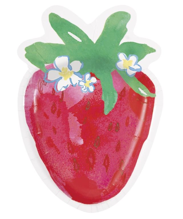 Sweet Strawberry Strawberry-Shaped 10" x 7" Plates 8ct