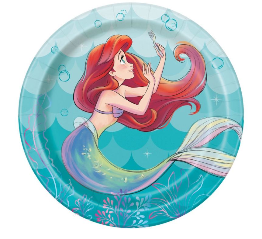 Disney  The Little Mermaid Round 7" Dessert Plates 8ct