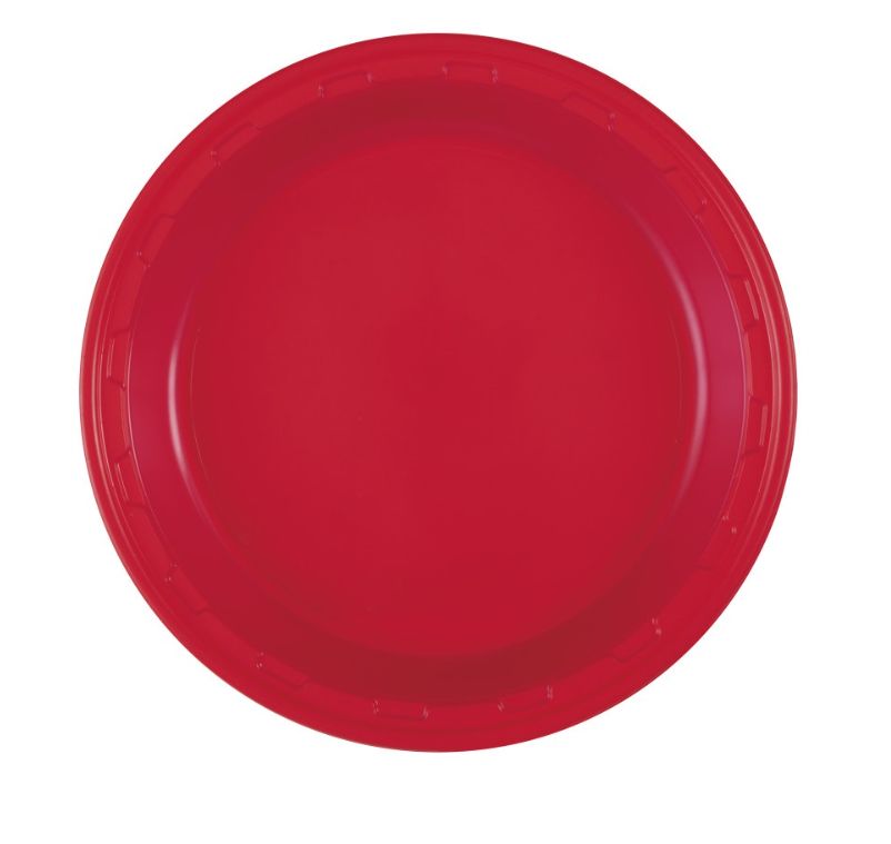 Ruby Red Solid Round 10" Plastic Dinner Plates 50ct