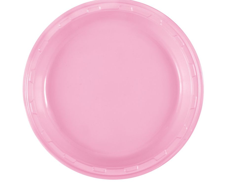Lovely Pink Solid Round 10" Plastic Dinner Plates 50ct
