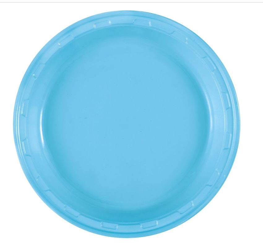 Powder Blue Solid Round 10" Plastic Dinner Plates 50ct