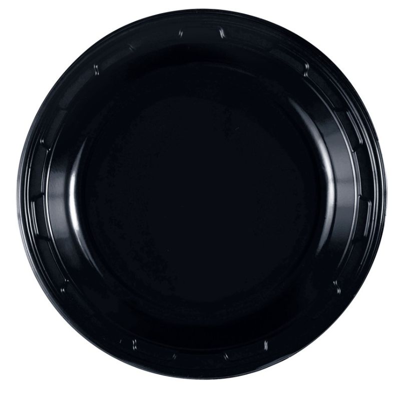 Midnight Black Solid Round 7" Plastic Dessert Plates 50ct