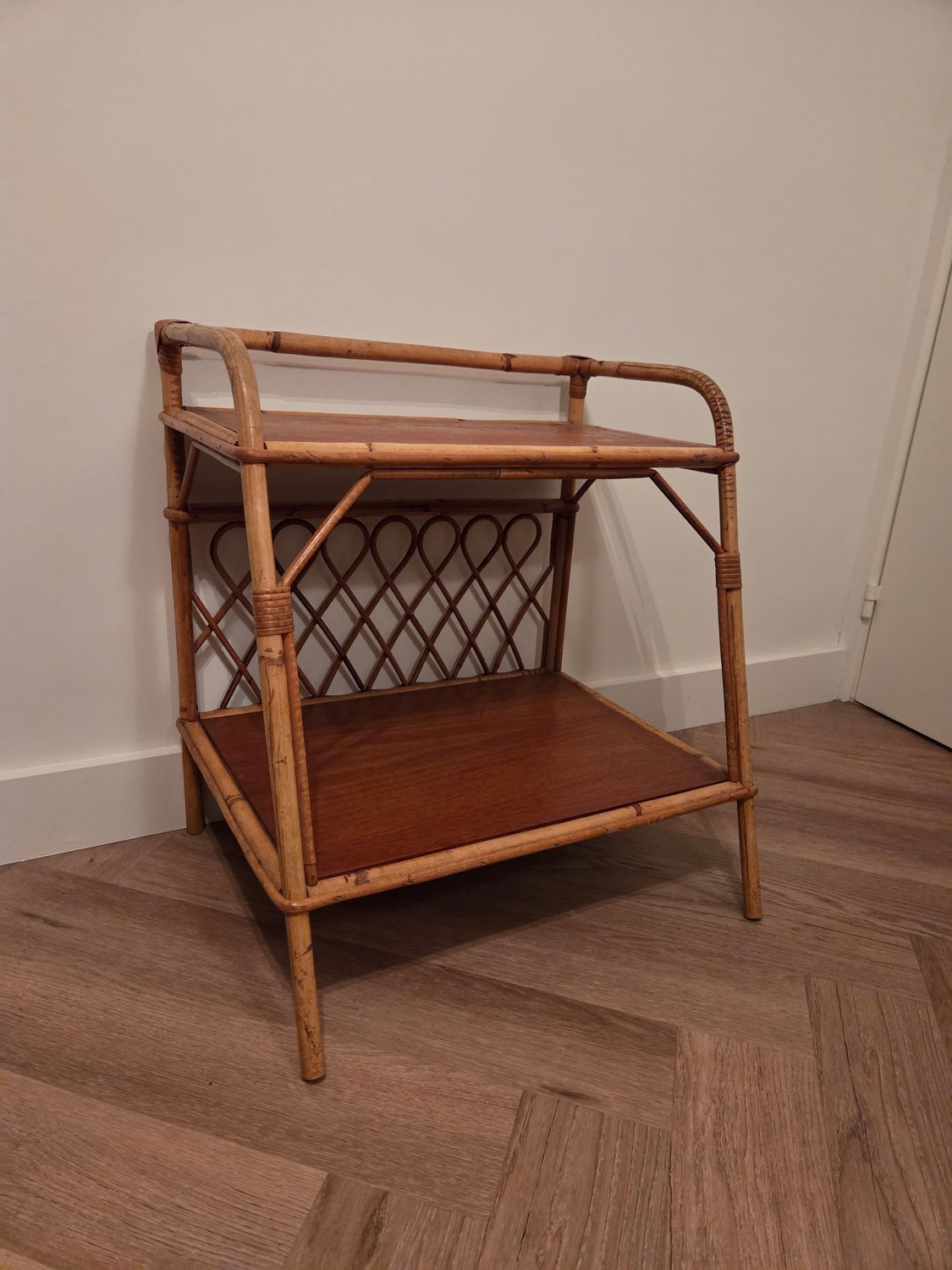 Charming vintage rattan and bamboo cabinet