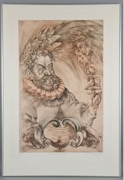 Lithograph Oldrich Kulhanek 1989 "The Glorification of Rudolf II"