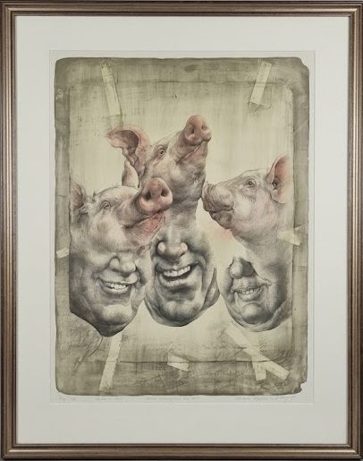 Lithograph Oldrich Kulhanek "The Best of All Possible Worlds" 1988