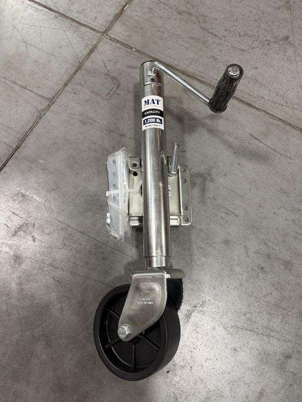 BOLT-ON SWIVEL MARINE SINGLE WHEEL JACK, SIDEWIND - 10" TRAVEL, 1200 LBS
