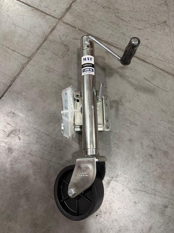 BOLT-ON SWIVEL MARINE SINGLE WHEEL JACK, SIDEWIND - 10" TRAVEL, 1200 LBS