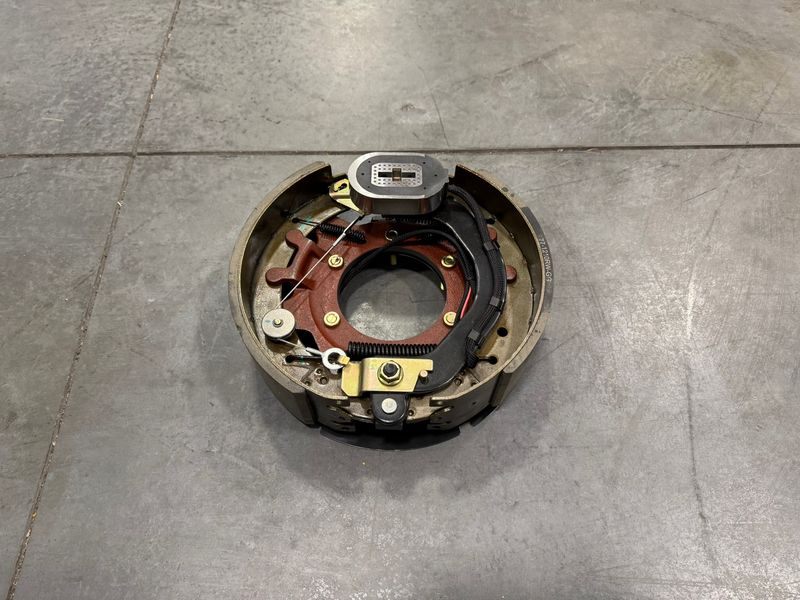 Rockwell version 12-1/4 inch electric brake for 10,000-lb axles, left hand, 3-3/8", 5 holes,