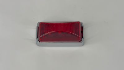 3X1.5 RECTANGULAR RED MARKER LIGHT W/CHROME BEZEL