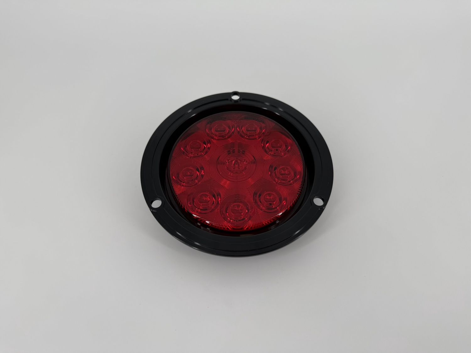 4" ROUND FLANGE MOUNT LED S/T/T LIGHT, RED W/ BLK FLANGE