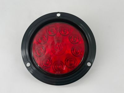 4" ROUND FLANGE MOUNT LED S/T/T LIGHT, RED W/ BLK FLANGE