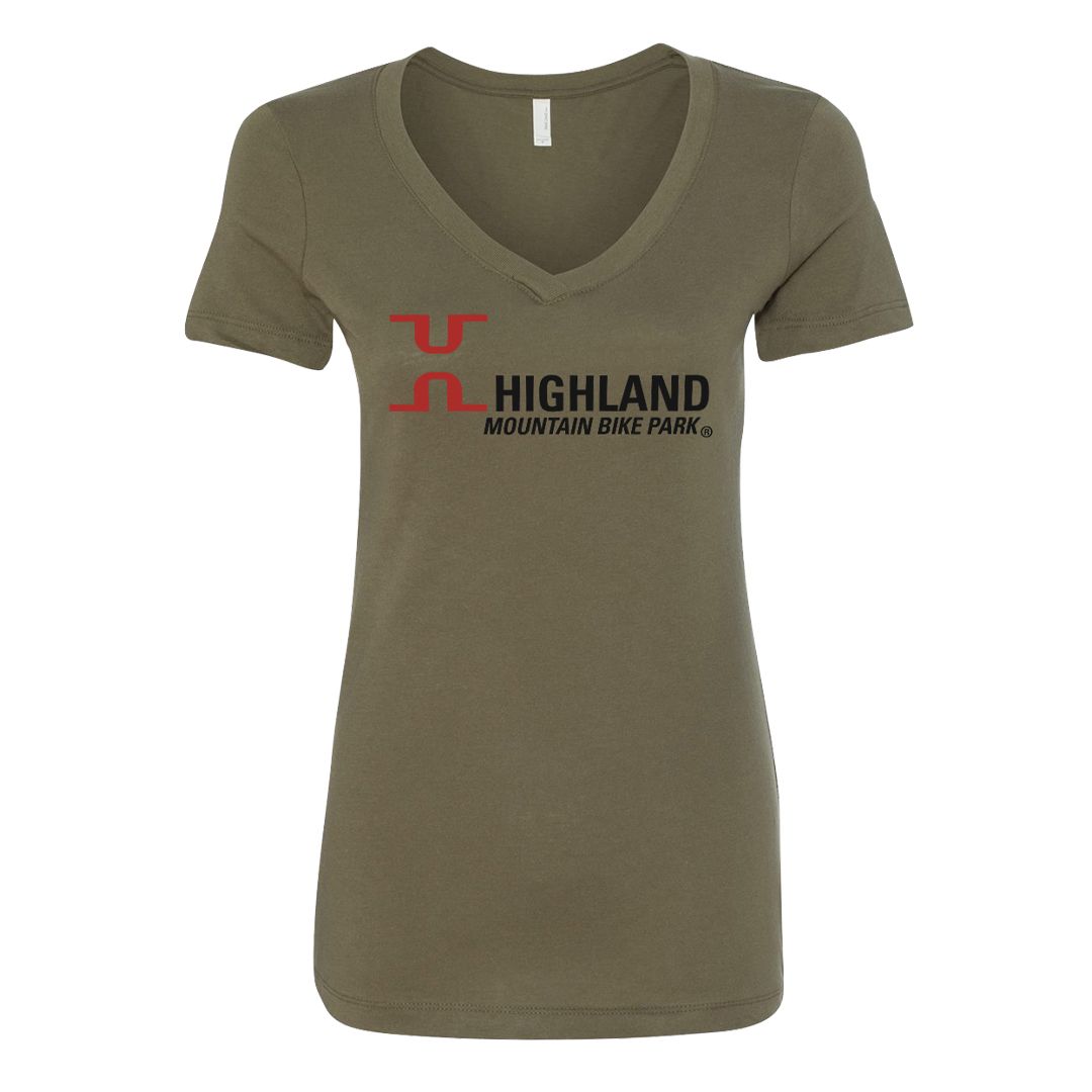 Highland Women's  Full Logo V-Neck T