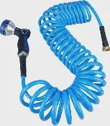 50 Ft Self-Coiling Hose With Sprayer - BLUE