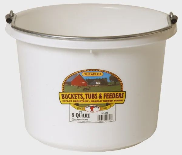 8 qt Round Bucket : White