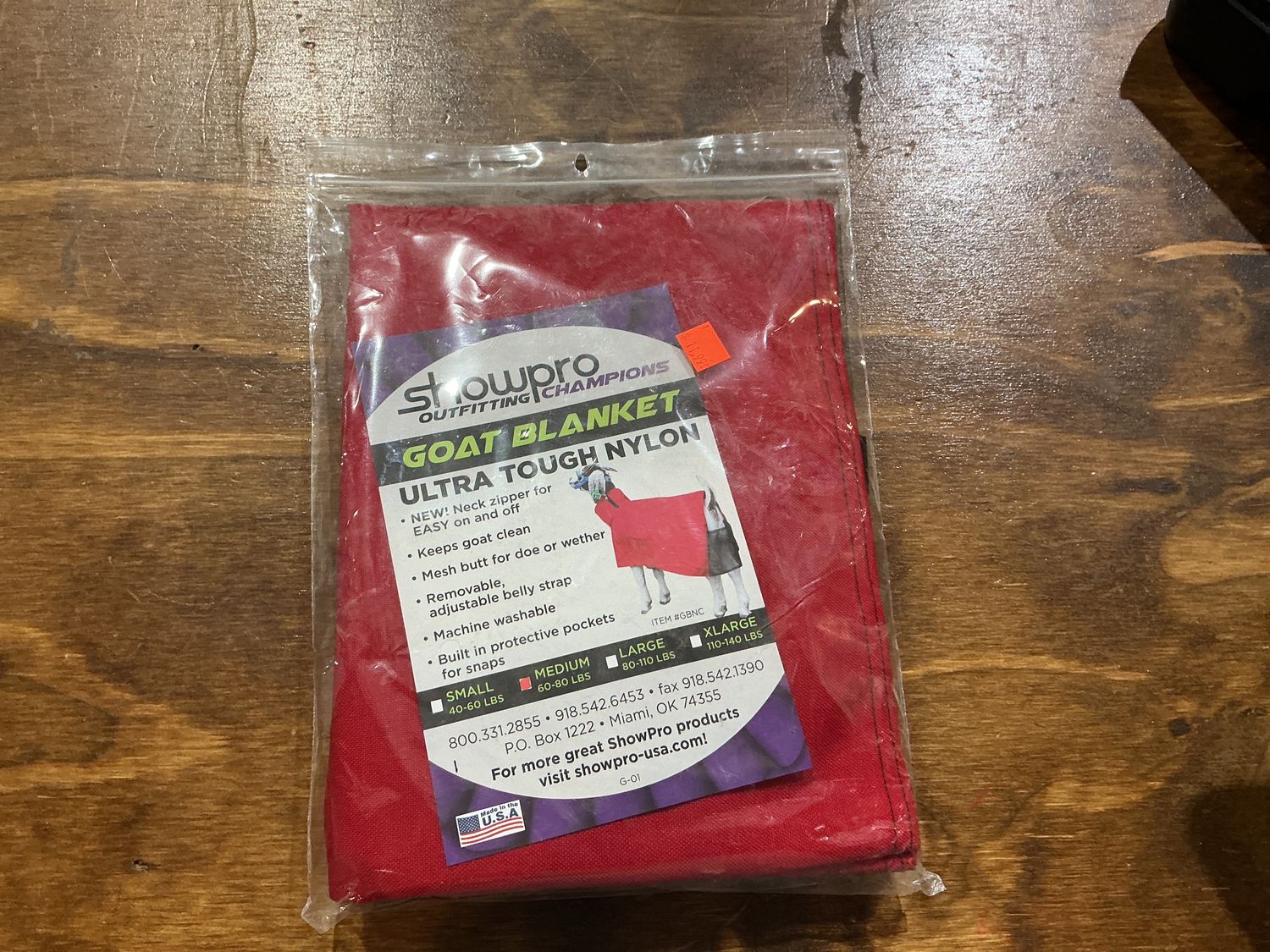 Showpro Goat Blanket MEDIUM RED
