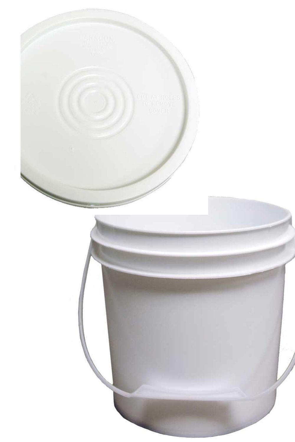 5 Gal White Plastic Pail &amp; Lid