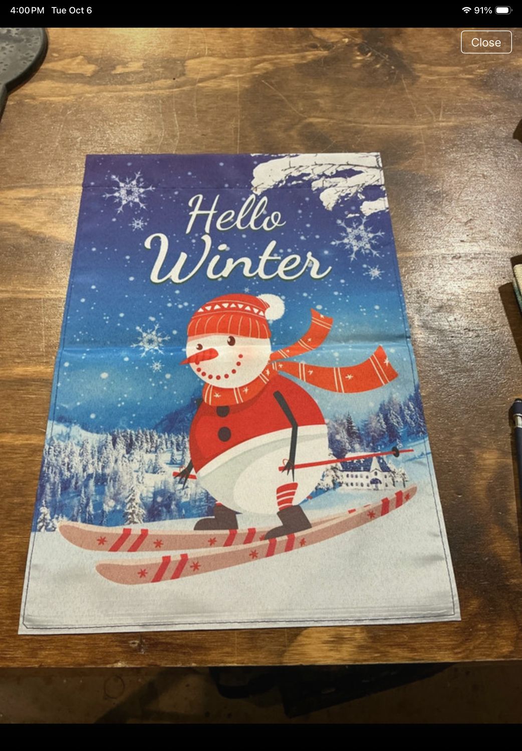 Garden Flag Hello Winter