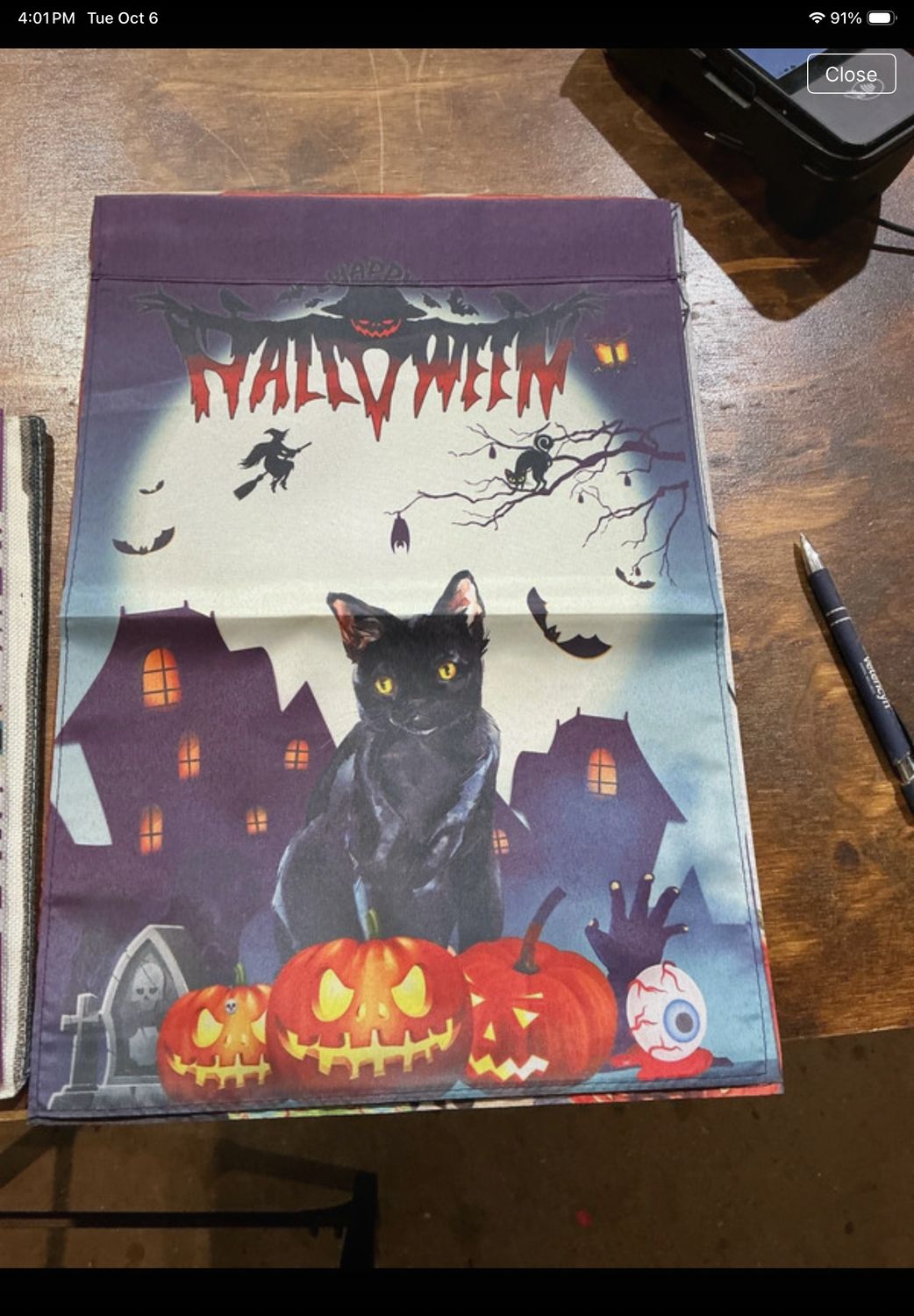 Garden Flag Black Halloween Cat