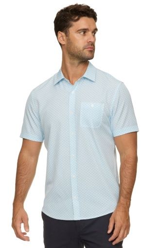 FRIDLEY SS AGAVE PRINT SEERSUCKER  PERFORMANCE SHIRT, Size: M