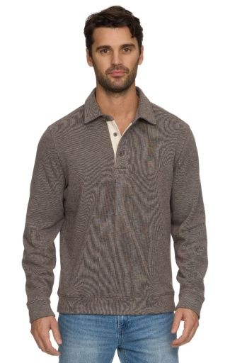 NEWTON FLEECE LS POLO, Colour: brown heather, Size: M