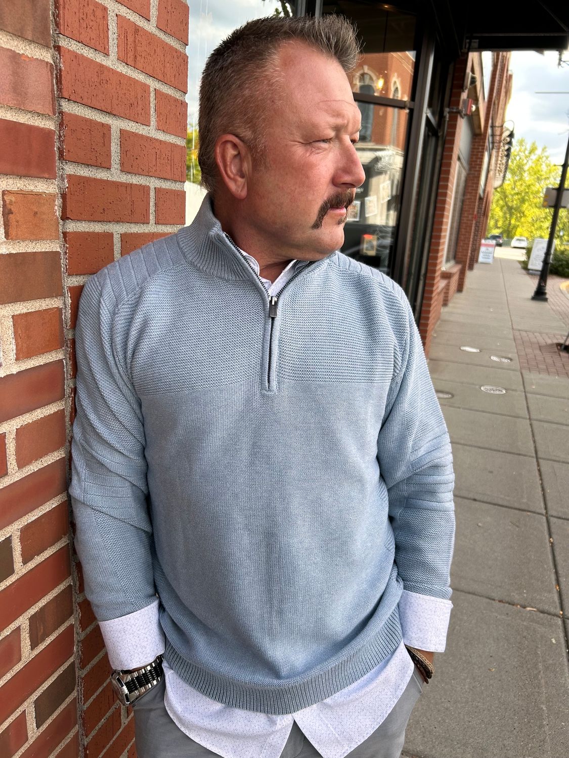 Trend 1/4 Zip Texture | Slate
