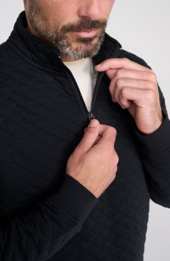 men's 1/4 zip pullover, Colour: black, Size: M