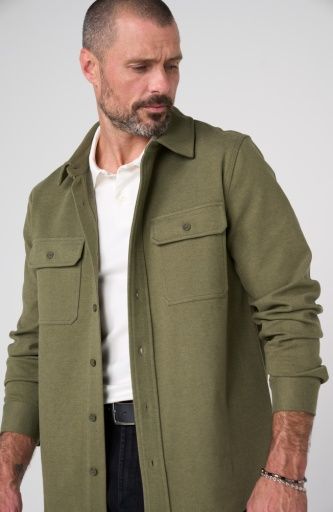 men's knit l/s button up shirt w flap pkts, Colour: winter moss, Size: M