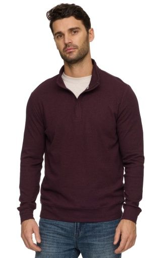 HERO SOLID TWILL 1/4 ZIP MOCK NECK, Colour: maroon, Size: M