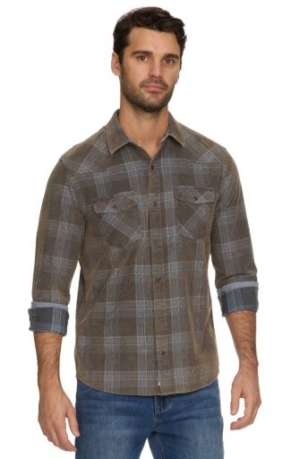 RANBURNE LS VINTAGE WASH CORDUROY WESTERN SHIRT, Size: M