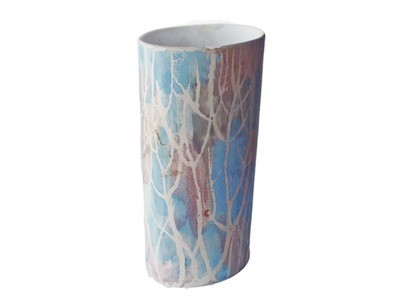 Vintage Andersen Design Tall Oval Column Vasei Rare Turquoise By Brenda Andersen