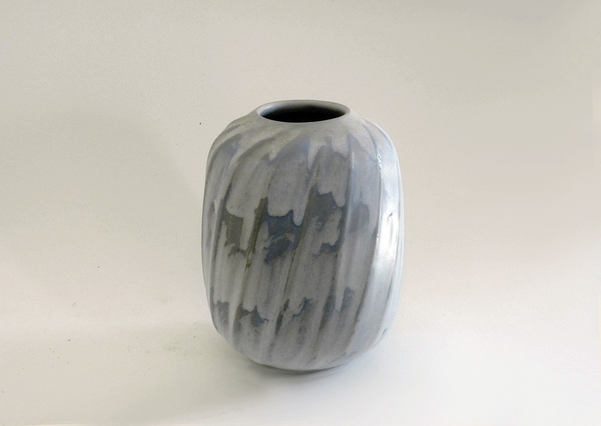 One of a Kind Ribbed Vintage Vase individually carved and decorated by Weston Neil Andersen