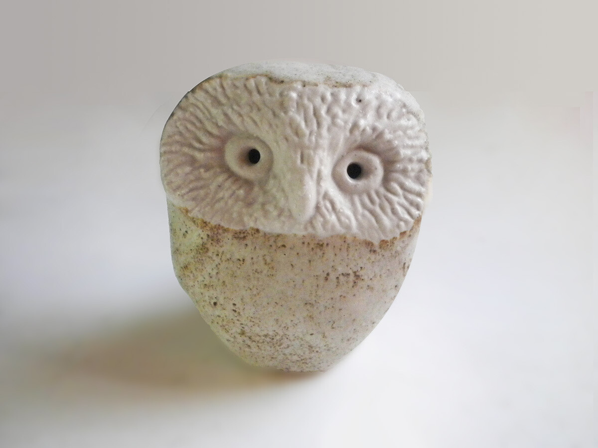 Ceramic Sleepy Owl in Natural Brown, Second Quality