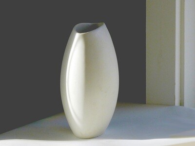 Oval Form Vase in White